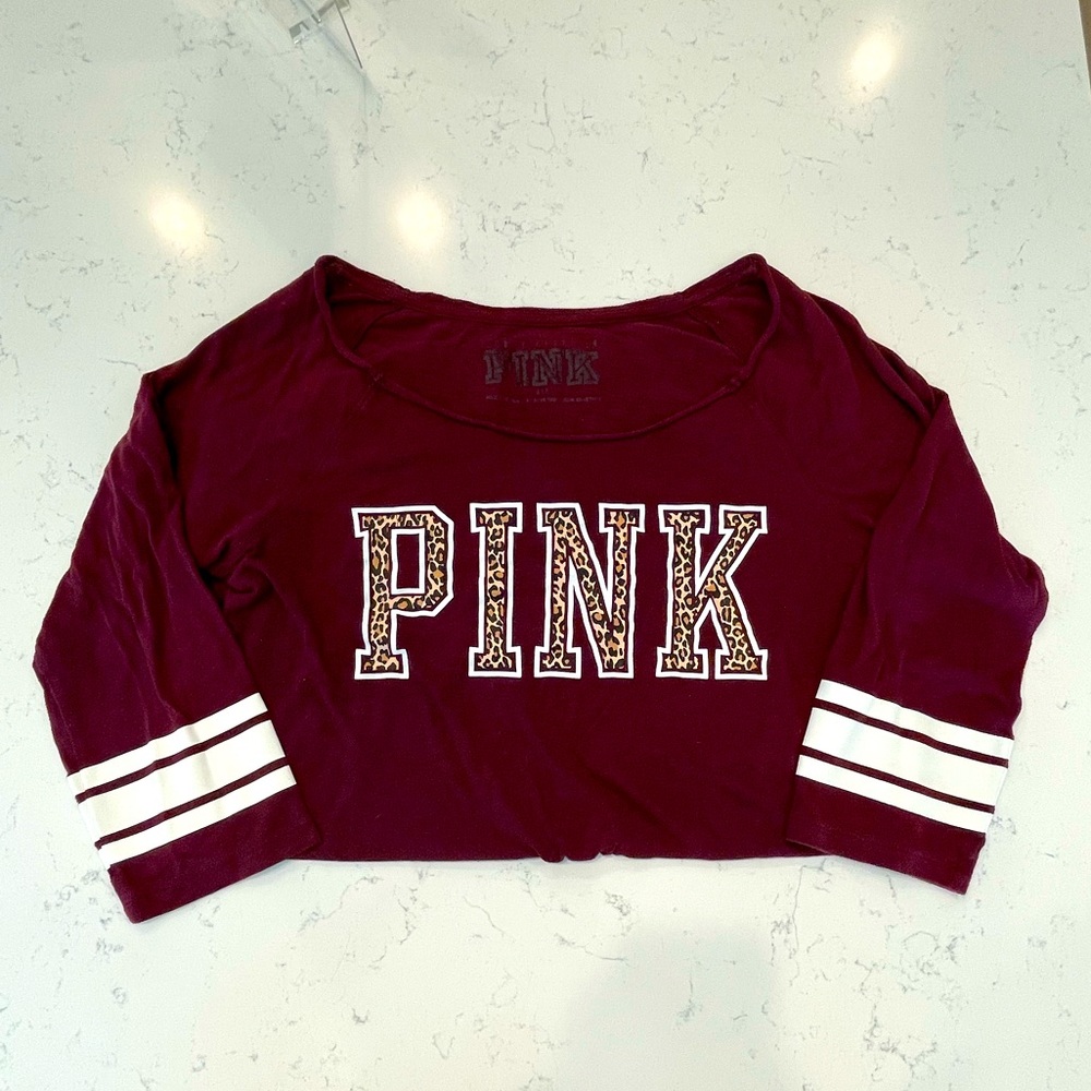 PINK Maroon Cheetah Sleep Shirt (small)